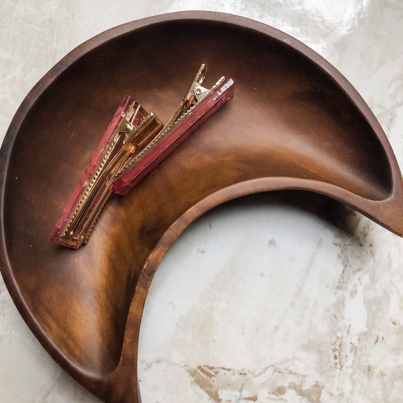 Set Of 2 ✨ Clear Pink And Silver Flakes Hair Clip - Picture 8 of 11